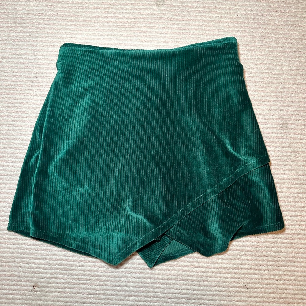 Forest green corduroy skort